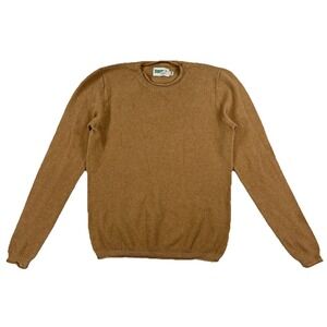 Wellen Fisherman Roll Neck Sweater Men's Small Beige Waffle Knit Cotton Cashmere